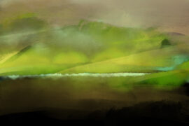 Sundown: moody river painting