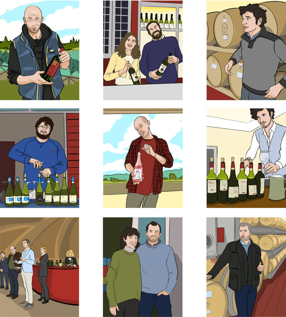 Grid of nine illustrations from "A Montefalco"